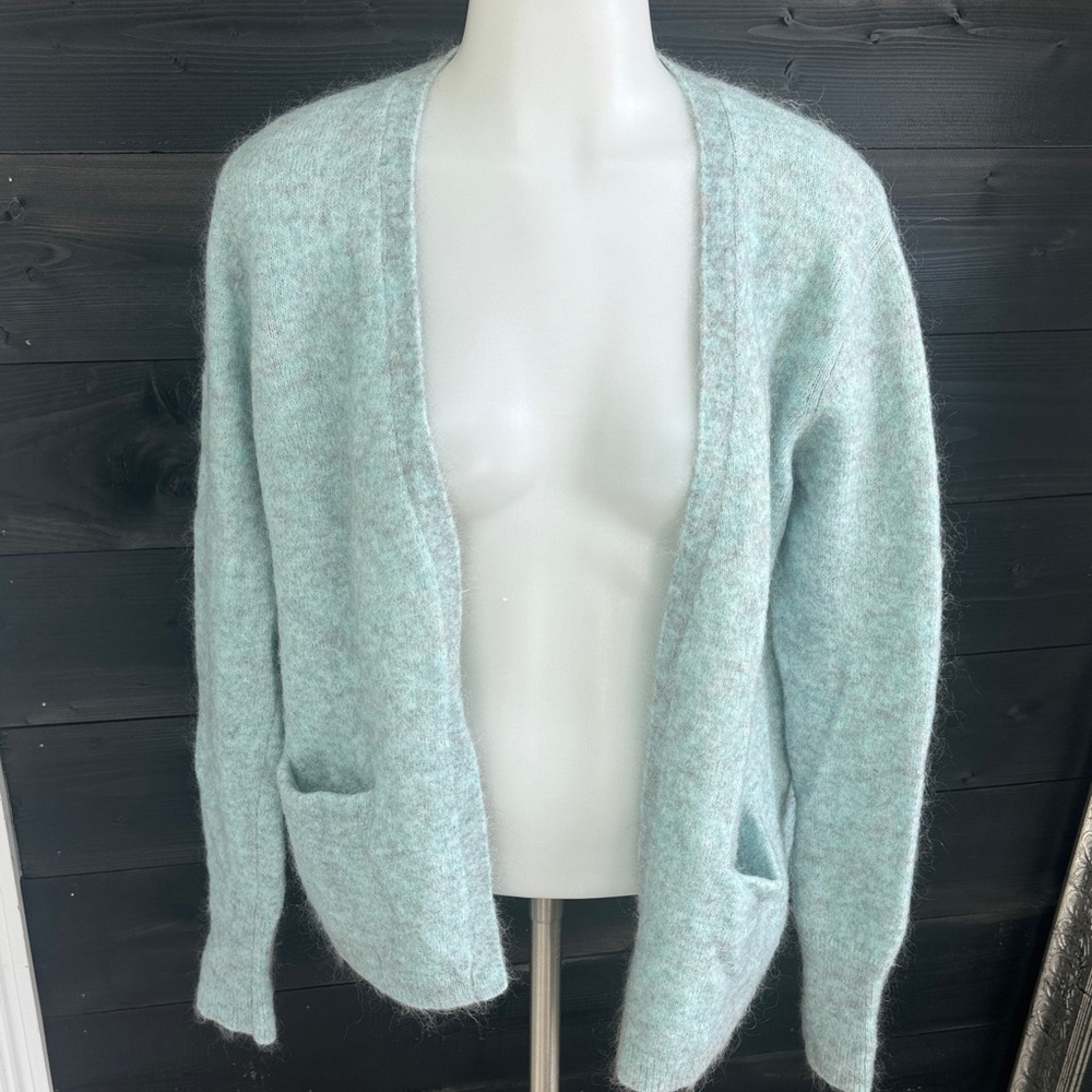 Second Female Brook Knit New Short Cardigan - Aqua Haze Mohair Wool‎ Blend
